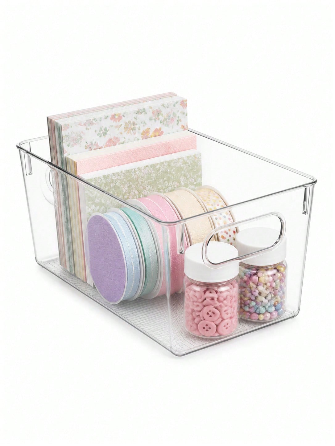 Desk Setup Organizer - 8'li Şeffaf Saklama Kutusu Seti, Saplı,