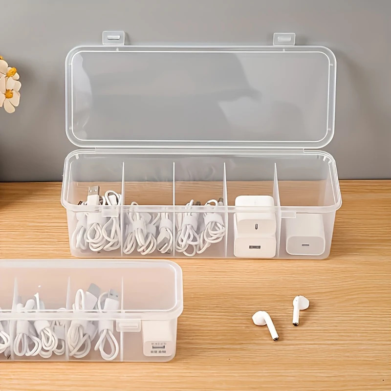 Desk Setup Organizer - Kapaklı Şeffaf Kablo Düzenleyici, Toz Geçirmez