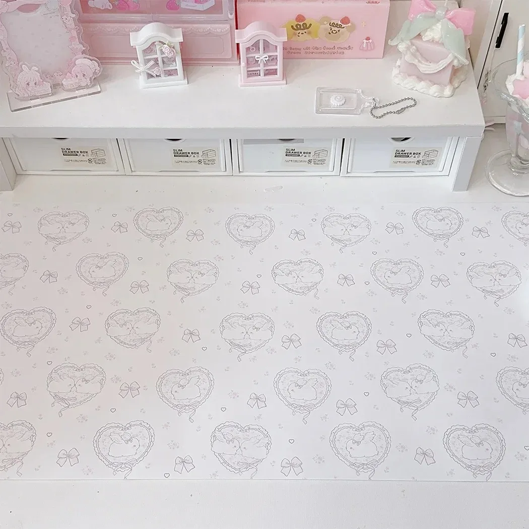 Desk Pad Leather Large - Kawaii Pembe Tavşan Kız Kalp Deri